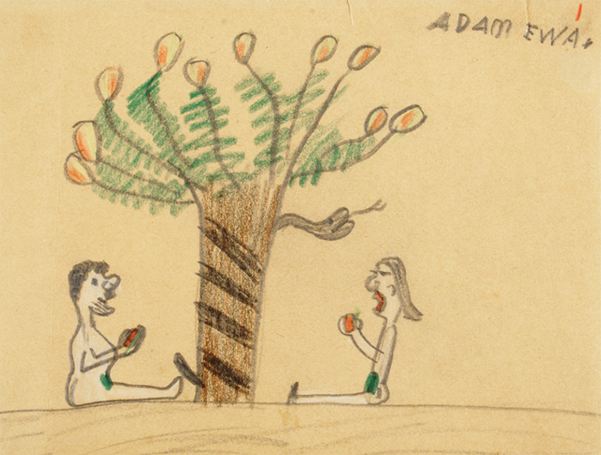 Adam and Eve, drawn aged 7